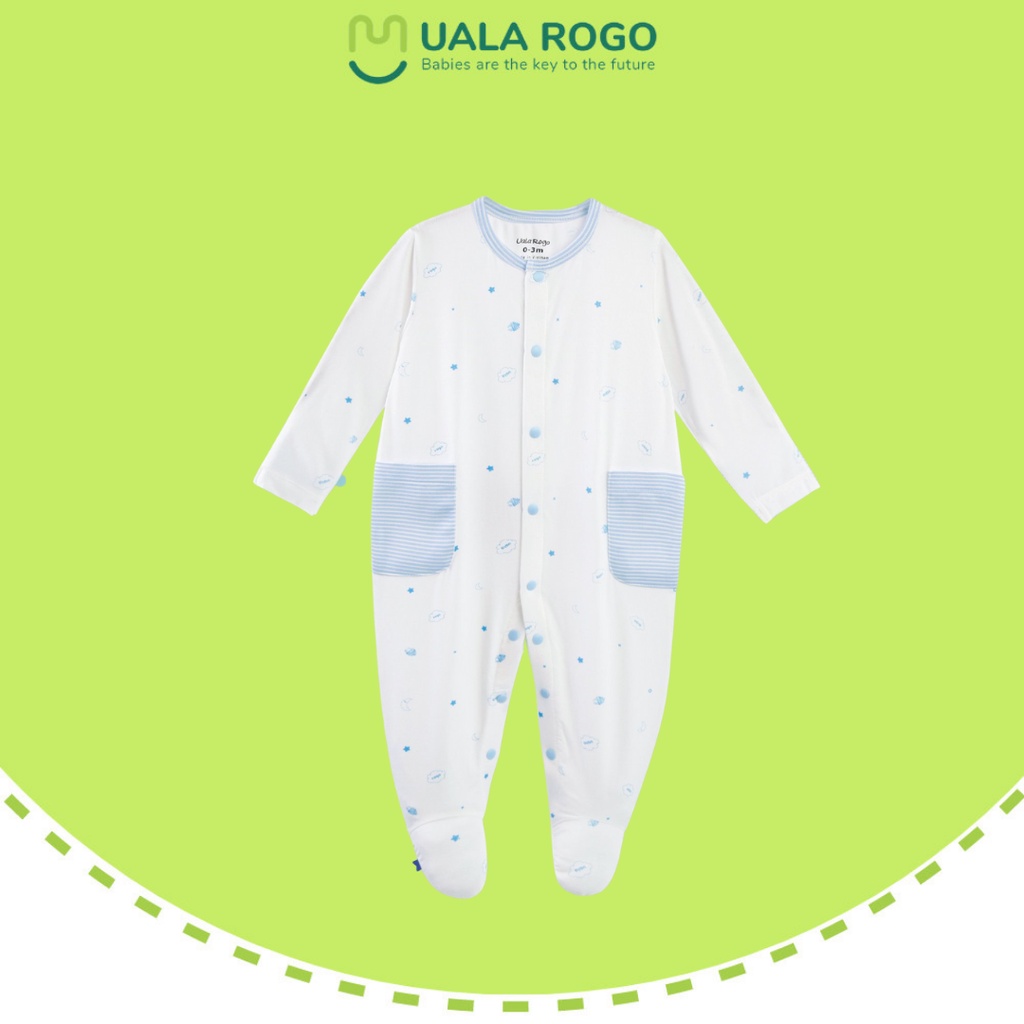 Bộ bodysuit liền chân Uala Rogo cho bé từ 0 - 6 tháng chất vải Baboo thoáng mát kháng khuẩn thấm hút mồ hôi 2025
