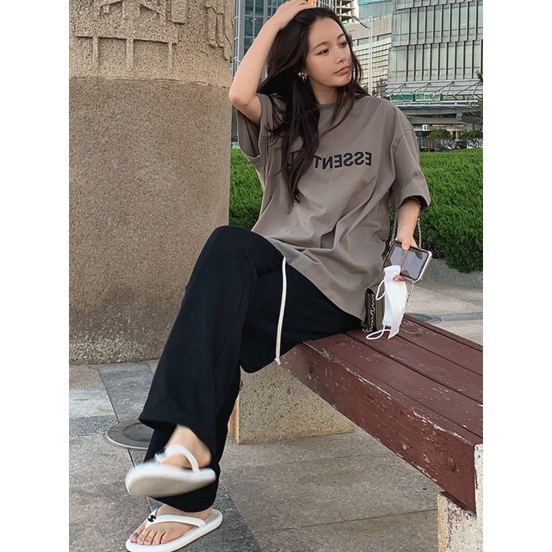 NRVP Áo thun tay ngắn cổ tròn 100% cotton thời trang phong cách Hàn Quốc cho nữ