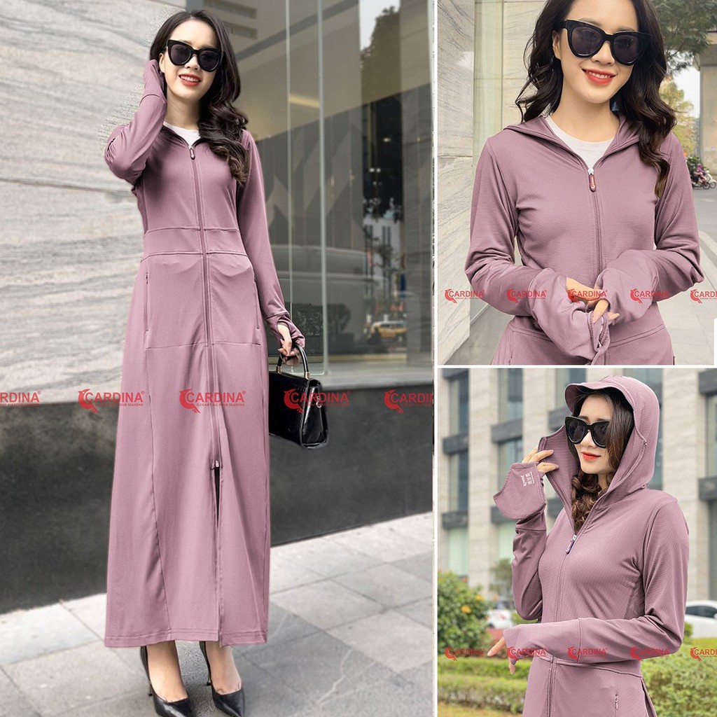 Áo Chống Nắng Nữ 𝐂𝐀𝐑𝐃𝐈𝐍𝐀 2 Lớp Dáng Dài Liền Thân, Chất Thun Lạnh Cao Cấp