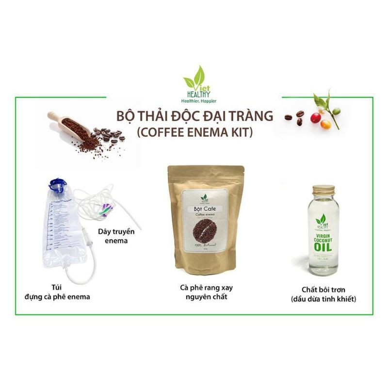 Bột cà phê enema Viet Healthy 1kg- dùng cho coffee enema thải độc đại tràng, gan, làm đẹp da, chữa táo bón- Viethealthy