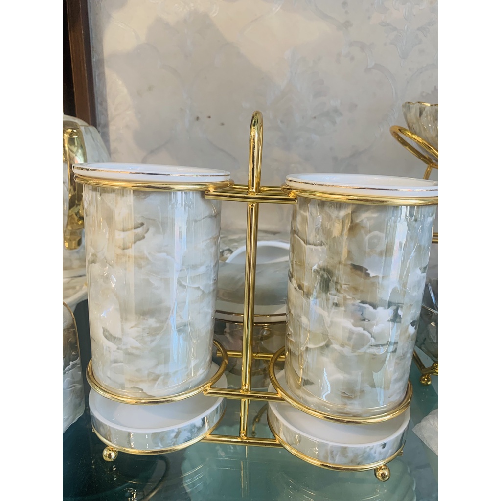 ống đũa, muỗng màu vân đá, ống đựng đũa vân đá. hũ đựng thìa dĩa