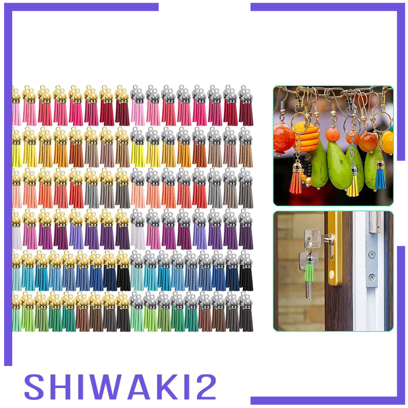 Set 200 Mặt Dây Chuyền Da Lộn Nhiều Màu Sắc Phối Tua Rua Làm Móc Khóa Diy Shiwaki2