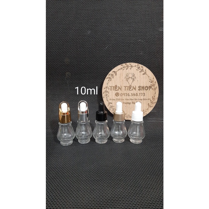 Chai thuỷ tinh trong bầu 10ml đầu bóp
