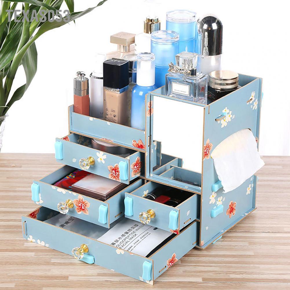 Texas053 Makeup Storage Box Four Draw Design Large Capacity Beautiful Cosmetic Case Display for Dressing Table Desktop