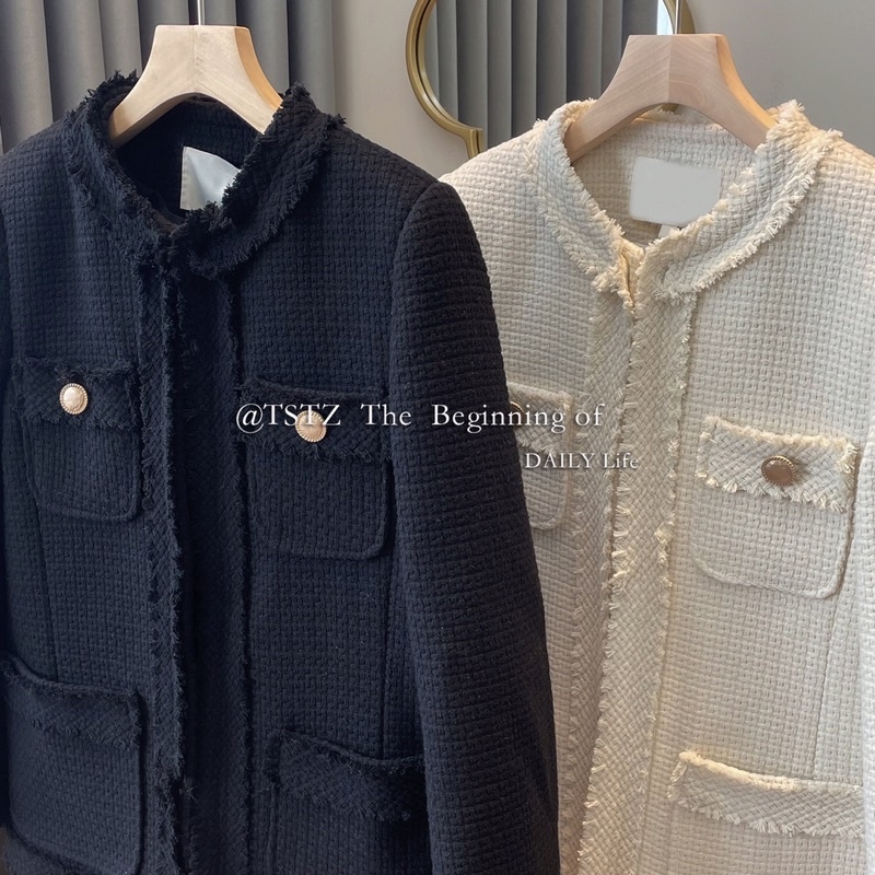 Áo dạ vải Tweed trơn phong cách Hàn Quốc - Order Taobao | Áo khoác dạ nữ mùa đông siêu xinh