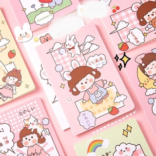 Vở viết kẻ ngang vở học sinh notebook bìa cute/ Sổ khâu cầm tay họa tiết cô bé khủng long thỏ đồ dùng học tập dễ thương