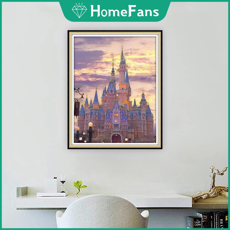 Bộ Tranh Đính Đá 5D Tự Làm Hình Lâu Đài Disney 30x40cm / 40x50cm Trang Trí Nhà Cửa
