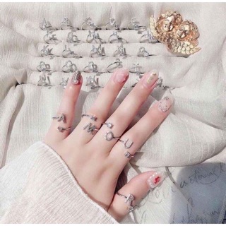 ♥️FREESHIP Nhẫn bạc GỌI TÊN EM QMJ - Bạc 925 chuẩn cao cấp - nhẫn nữ freesize được nạm đá bà gia công vô cùng tinh sảo ạ