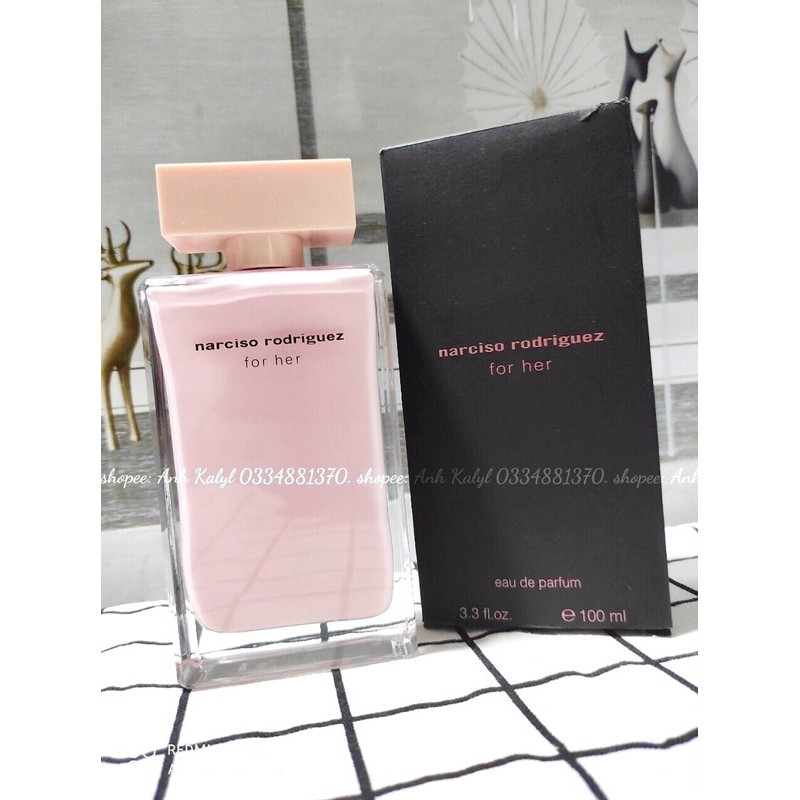 NƯỚC HOA NỮ NARCISO RODRIGUEZ FOR HER EAU DE PARFUM CỦA HÃNG NARCISO RODRIGUEZ EDP 100ml narciso hồng nhạt