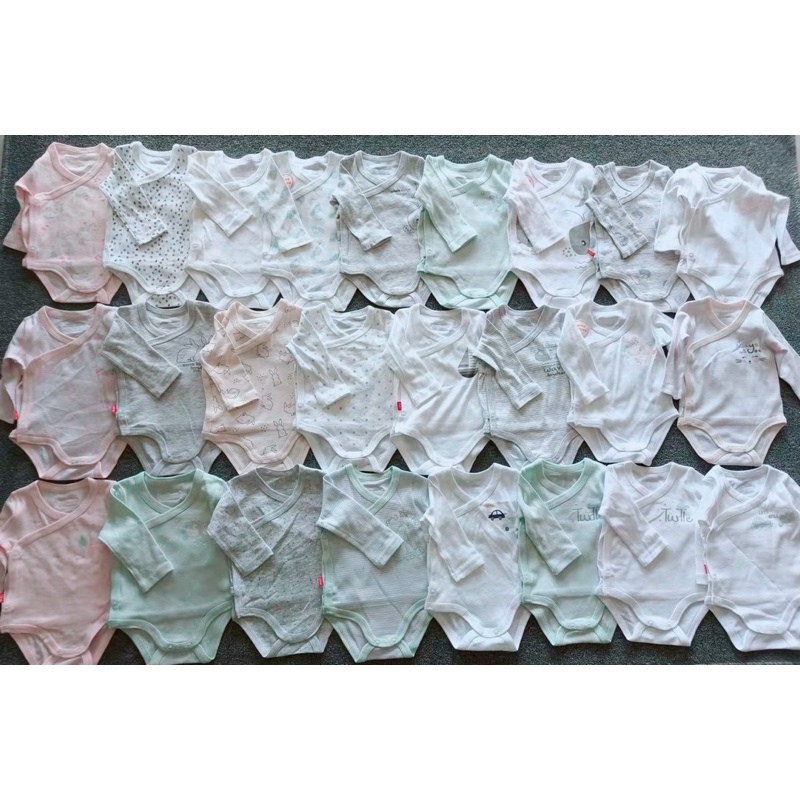 Bodysuit cho bé bộ body chip dài tay cài cúc VẠT CHÉO xuất dư cho bé trai và bé gái