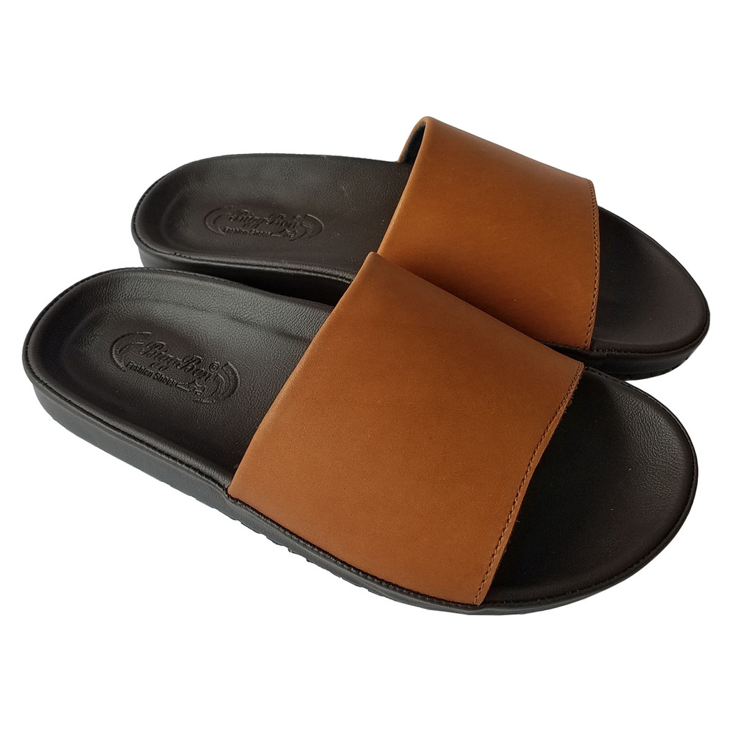 Dép Nam Quai Ngang Da Bò Thật BIGBEN Cao Cấp DN333