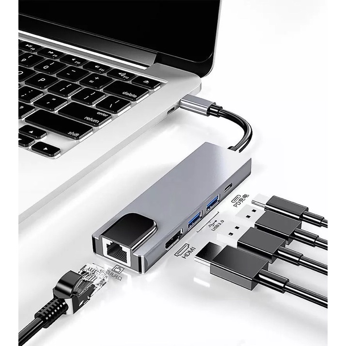 Cáp chuyển USB 3.0 HUBHD 4KAdapter Dock cho MacBook Pro USB-C Splitter đa Cổng USB C HUB