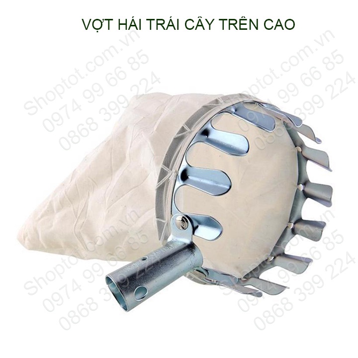 Vợt hái trái cây trên cao đa năng, khung kim loại dày dặn, túi vải