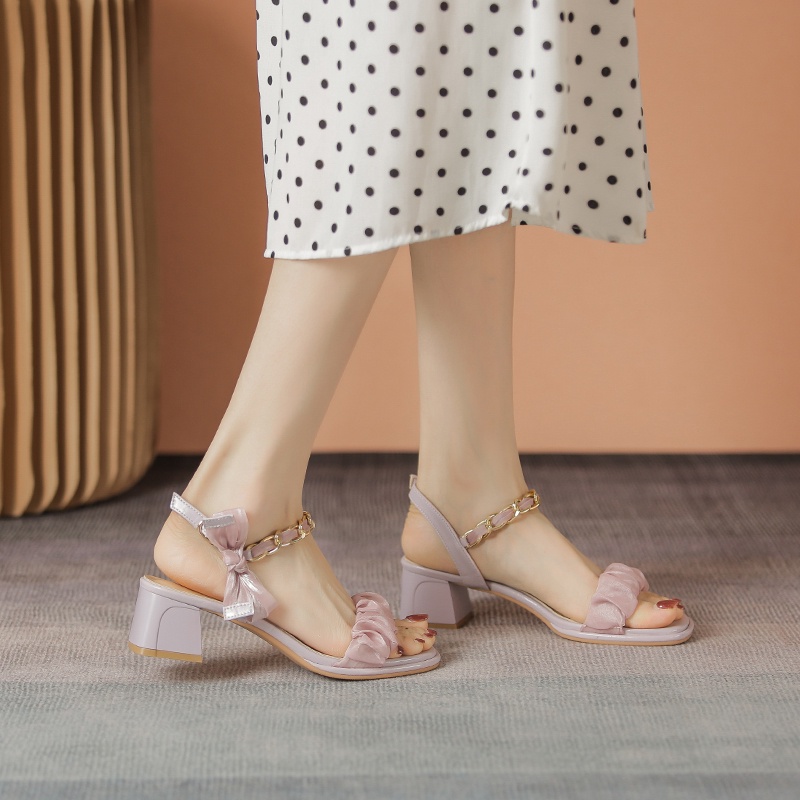 Xăng đan Mary Jane Mũi Vuông Đế Dày 5cm Chất Liệu Da Mềm Mại Màu Trơn Cho Nữ QK05