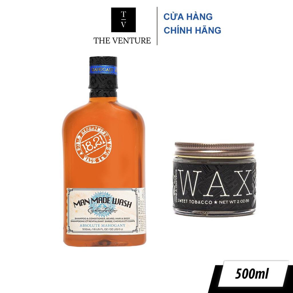 Combo Dầu Gội Xả Tắm 3 In 1 18.21 Man Made Wash và Sáp Vuốt Tóc Nam 18.21 Man Made Wax