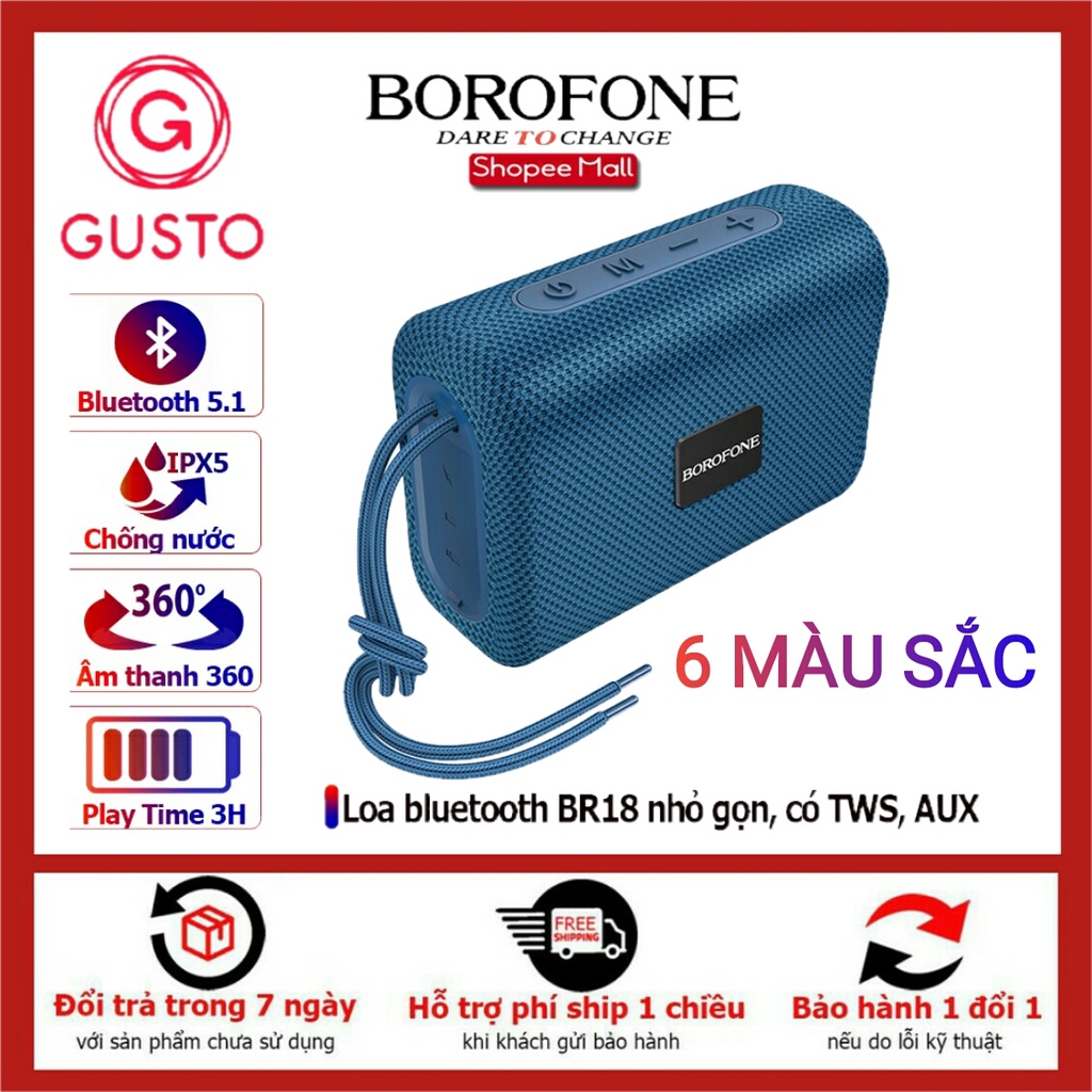 Loa Bluetooth Borofone BR18 Thế Hệ Mới Chính Hãng - Hỗ Trợ Thẻ Nhớ thumbnail
