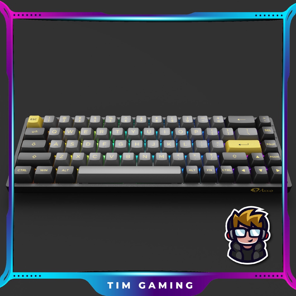 Bàn phím cơ AKKO 3068B Multi-modes Black Gold (Bluetooth 5.0 / Wireless 2.4Ghz / Hotswap / Foam tiêu âm / CS Jelly)