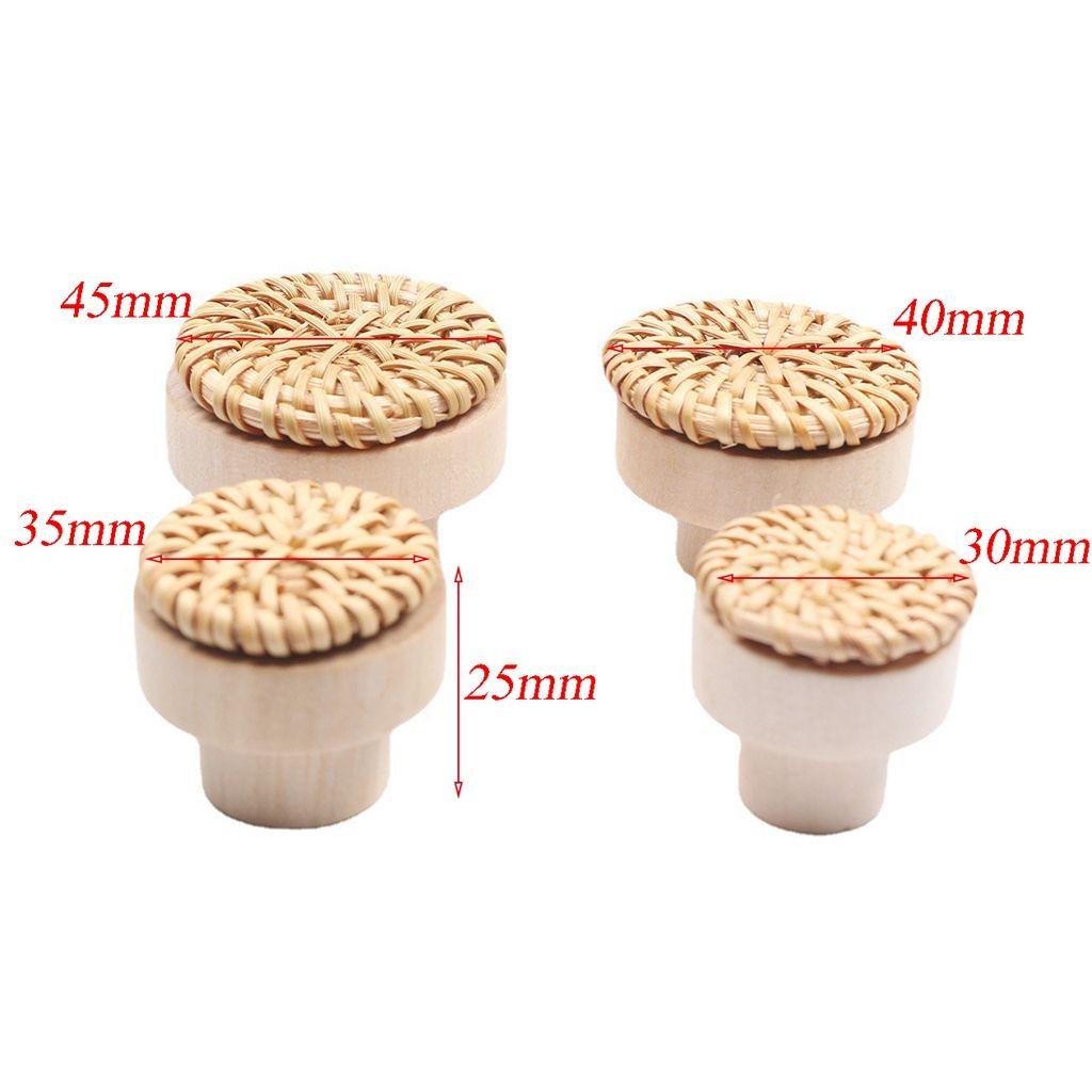 Bộ 4 Núm Tay Cầm Ngăn Kéo Tủ Bằng Mây Tự Nhiên Mịn Màng Sáng Tạo