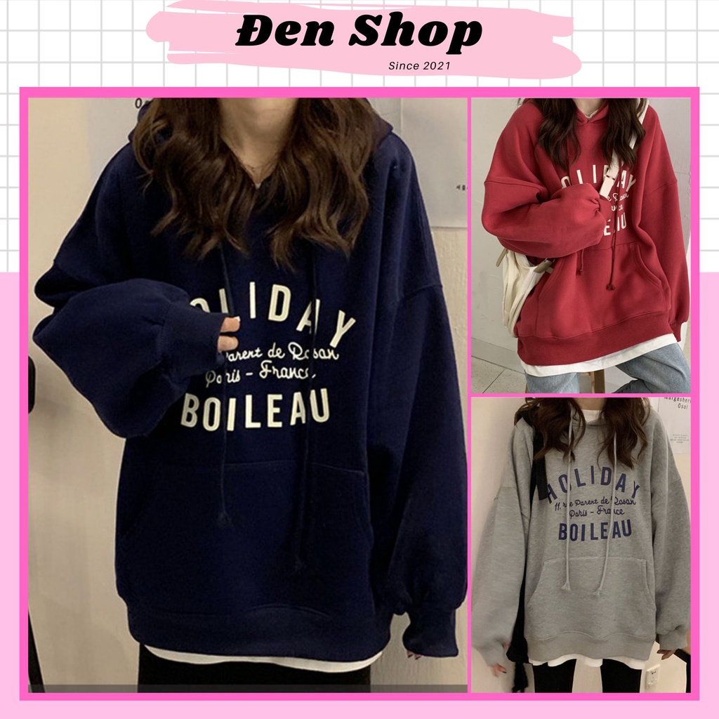 Áo hoodie nỉ bông có mũ form rộng nhiều màu cho nam và nữ - Tiệm của Đen