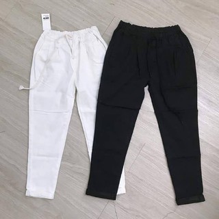 Quần Baggy Lưng Thun Nữ Trắng Đen