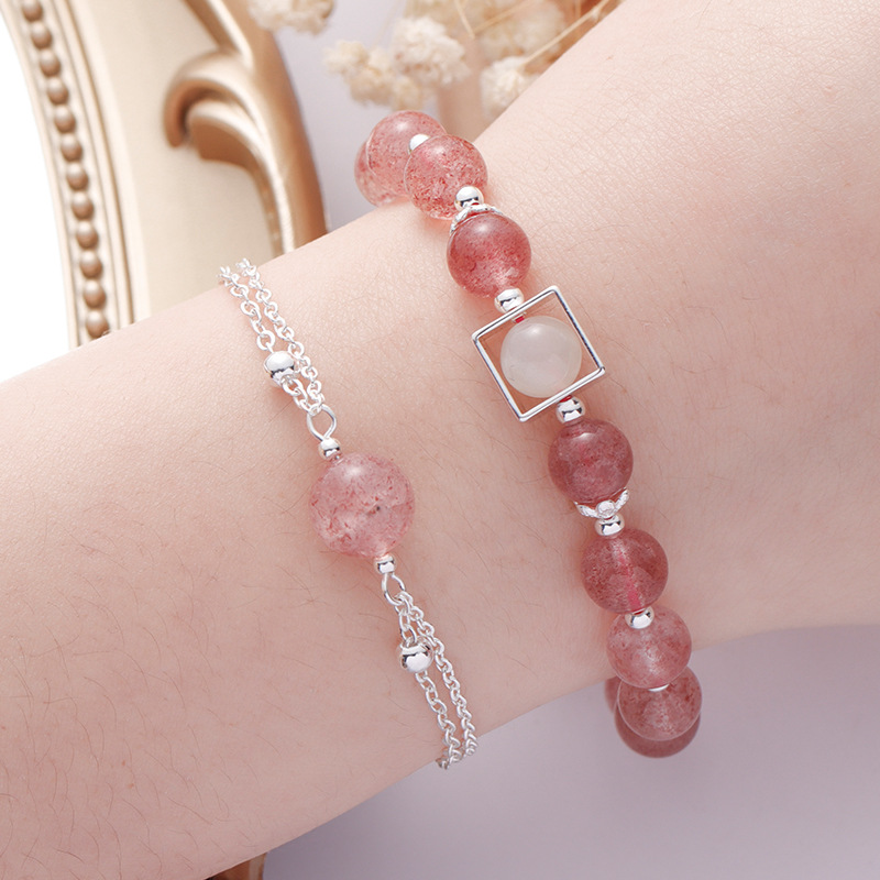 Citrine Double-Deck Bracelet Strawberry 2pcs Single Circle Bangle