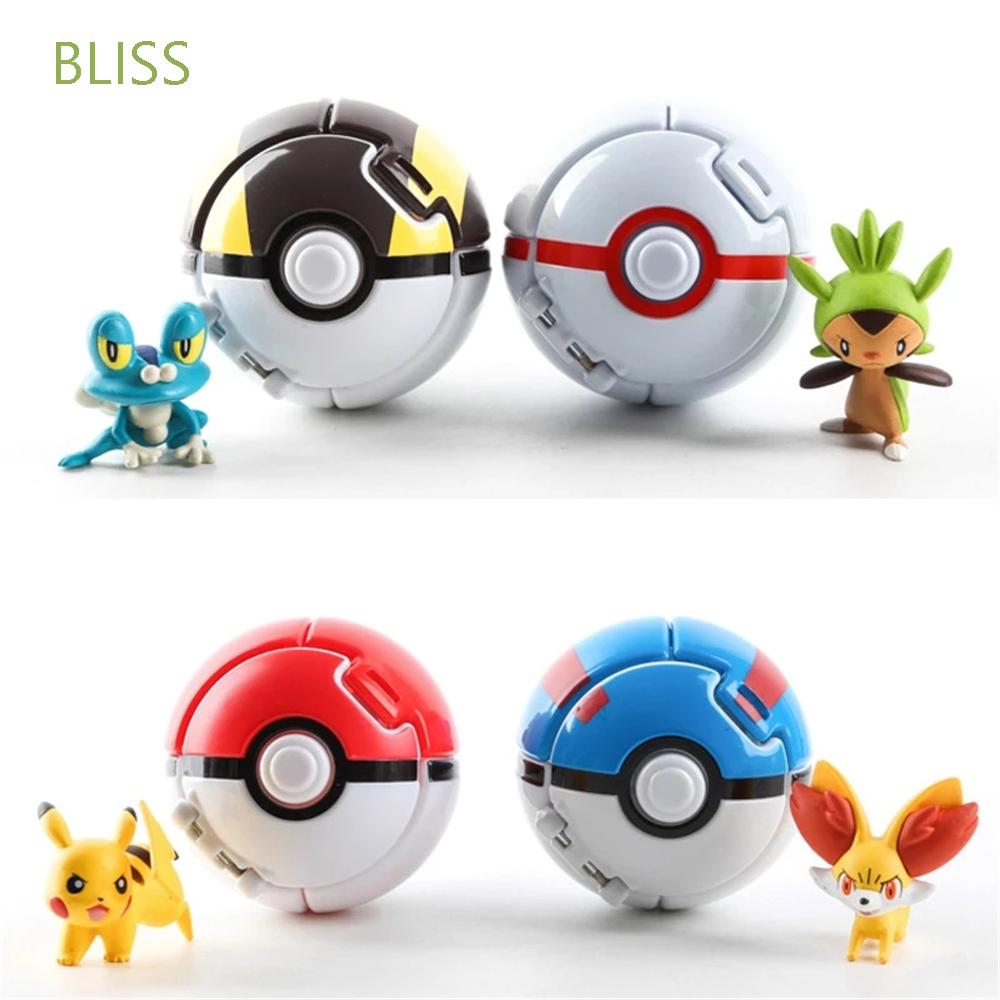 Bộ 4 Đồ Chơi Gồm Mô Hình Và Bóng Pokemon Nắp Lật Biến Hình Nhiều Màu Dành Cho Trẻ Em