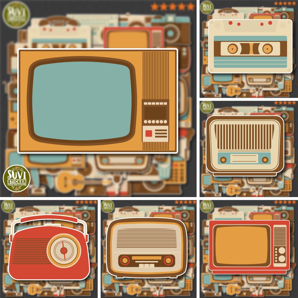 50 Sticker Retro Things chống nước sticker dán mũ bảo hiểm, laptop, điện thoại, đàn guitar, vali. MSP: NS14