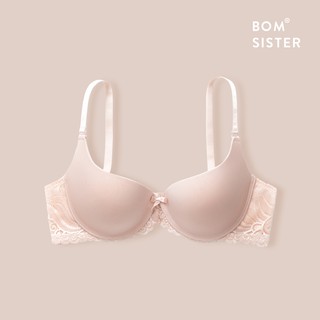 Áo lót mút vừa chất thun lạnh lưng ren màu trơn cúp xéo có gọng nâng ngực tự nhiên BOM SISTER A1309