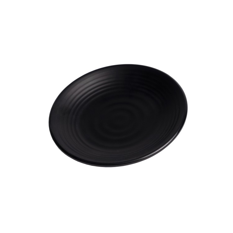 Dĩa gân tròn lót chén 15 x 2 cm nhựa melamine phíp màu đen nhám, ngói, xám đĩa phíp nhà hàng - small bowl F-DG26N