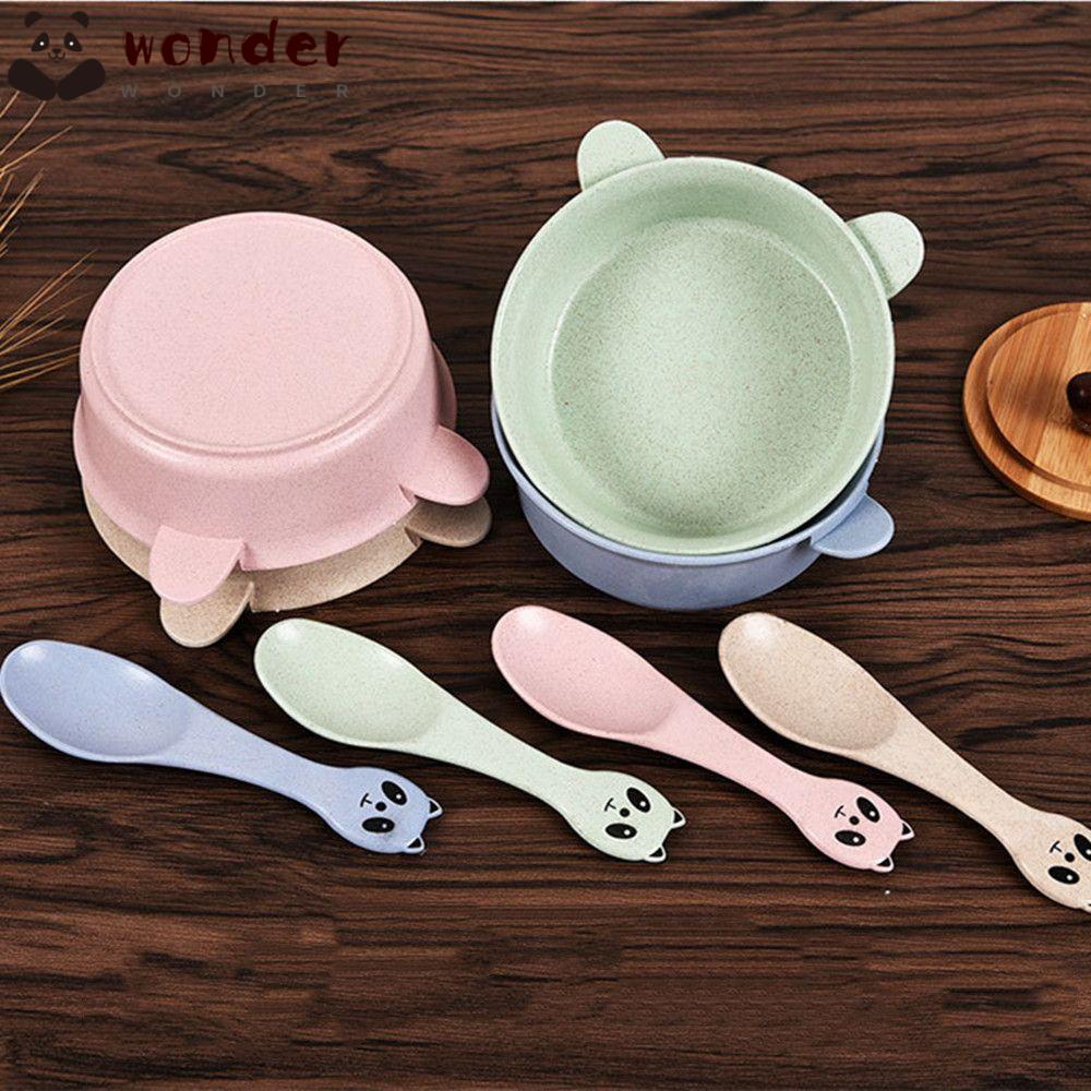 Bộ tô muỗng hình gấu trúc bằng nhựa lúa mạch chống bỏng thân thiện với môi trường