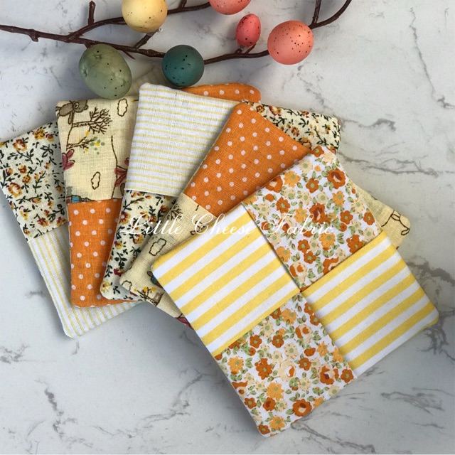 (Giá lấy tương tác) Little Cheese Fabric - Lót ly handmade bằng vải cotton tông vàng