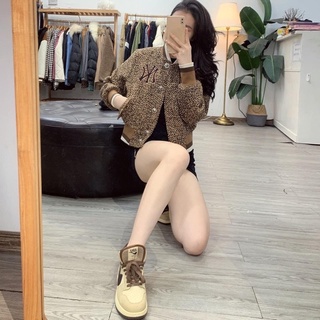 Anu636 - áo khoác bomber nữ dạ nâu niy cổ viền