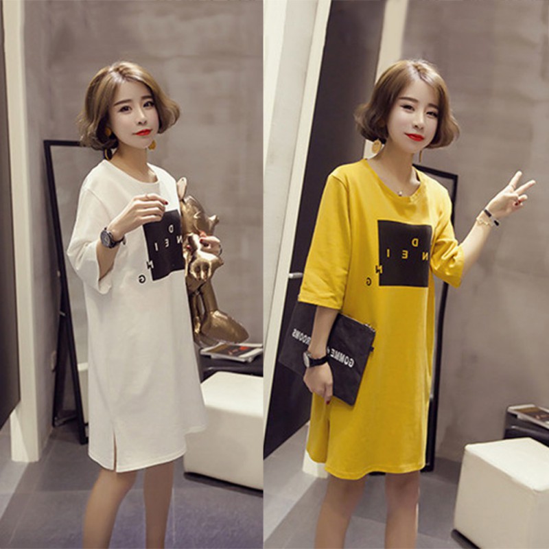 Đầm cỡ lớn in chữ thời trang phong cách hàn quốc dành cho nữ