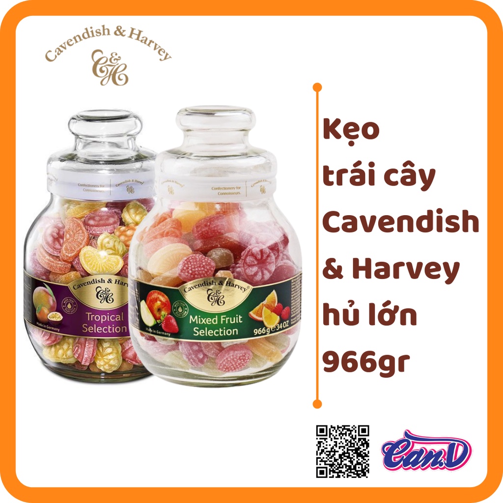 (3 loại) Kẹo trái cây Cavendish & Harvey hủ lớn 966gr