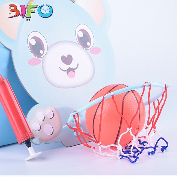 Bộ đồ chơi bóng rổ treo tường mini hình voi khỉ khủng long gấu dễ thương, bóng rổ cho bé phát triển chiều cao