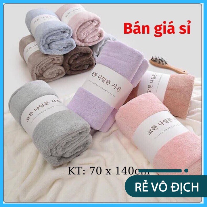 Khăn Tắm Lông Cừu Hàn Quốc Mềm Mại, To 70x140cm, Không Bai, Không Xù, Thấm Hút Cực Tốt