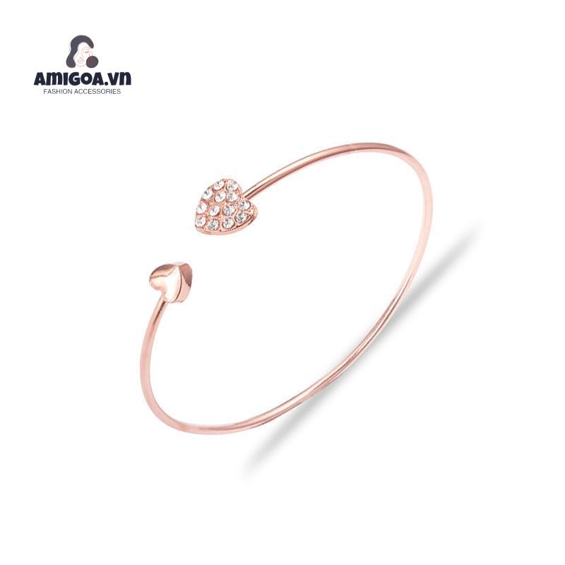 ✨✨Vòng tay hở mặt trái tim đính đá xinh xắn cho nữ
