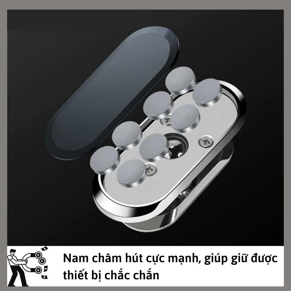 Giá đỡ điện thoại trên ô tô gắn taplo xoay 360 độ hút nam châm cực mạnh