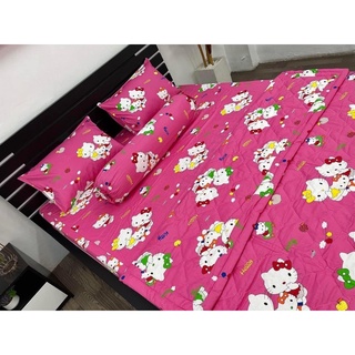 Drap cotton 100% , ga trải giường cao cấp chuẩn LOGO CTY mẫu kitty hồng
