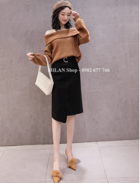 Chân váy len họa tiết dài qua gối 2 kiểu thời trang | BigBuy360 - bigbuy360.vn