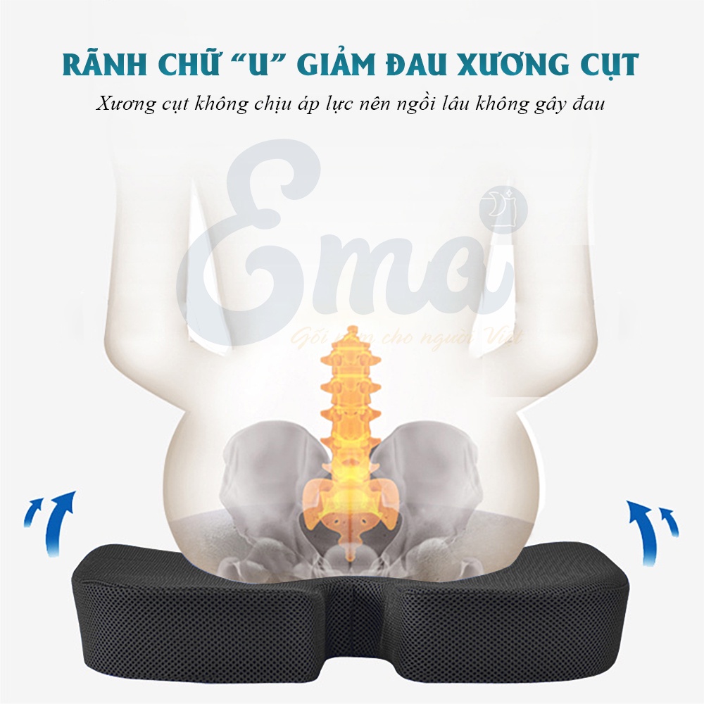 Đệm chống đau xương cụt Ema - Giảm đau xương cụt, ê mông, thâm mông, xệ mông cho dân văn phòng, lái xe