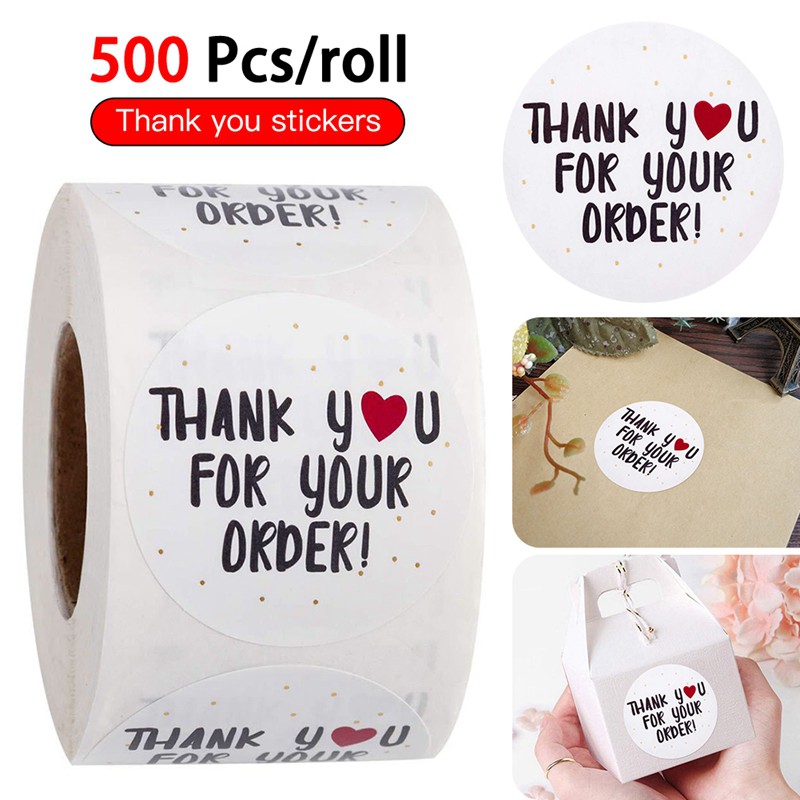 Cuộn 500 Miếng Dán In Chữ Thank You For Your Order Tiện Dụng
