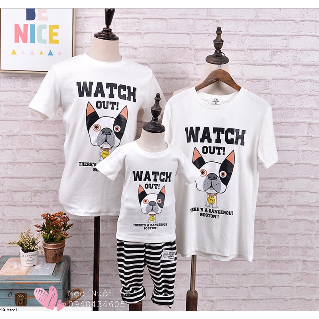 Set áo gia đình hình chó cún cộc tay
