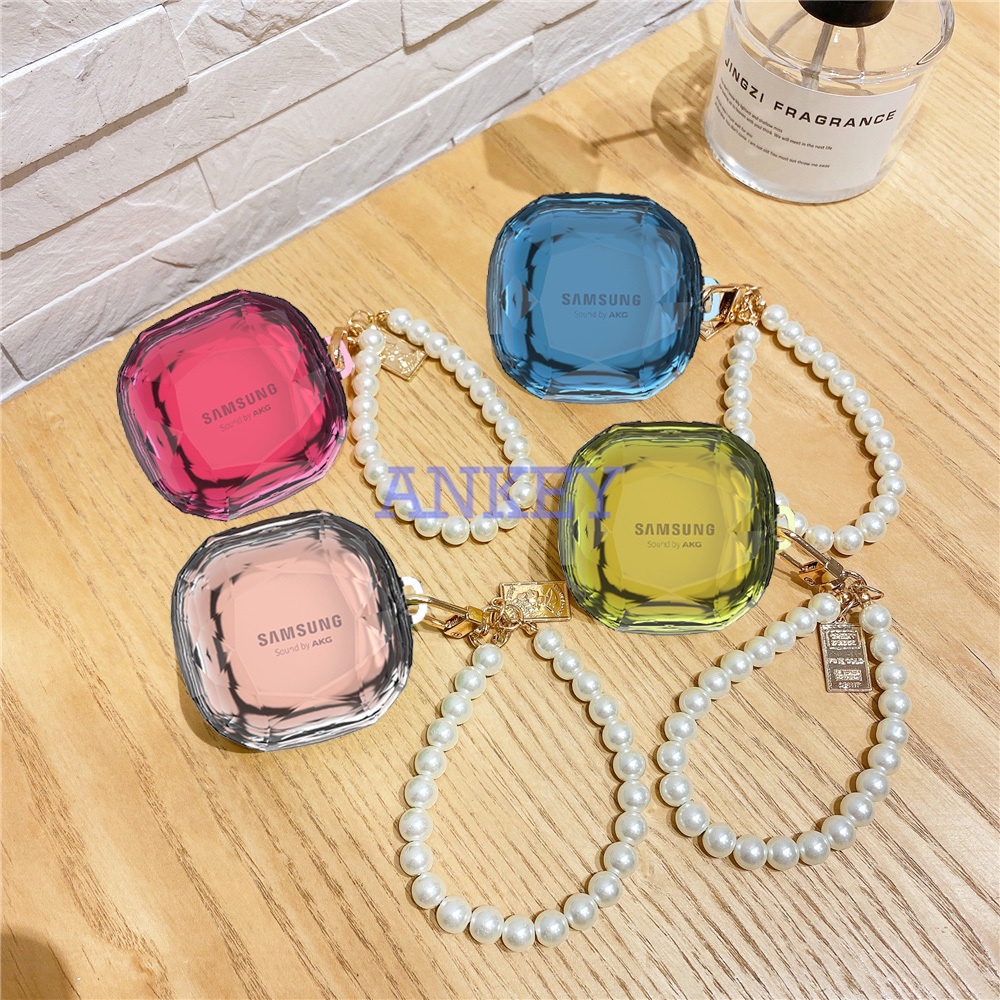 Samsung Galaxy Buds2 Pro / Buds Live / Buds Pro / Buds 2 Case Diamond Clear Hard Cover with Keychain Casing