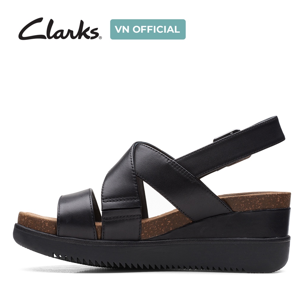 Giày Xăng Đan Đế Bằng Nữ CLARKS Lizby Cross màu đen