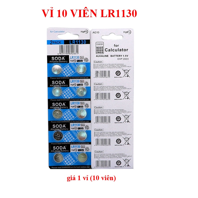 Vỉ 10 viên pin cúc áo AG13/LR44 AG10/LR1130 AG3/LR41- pin đồng hồ điện tử