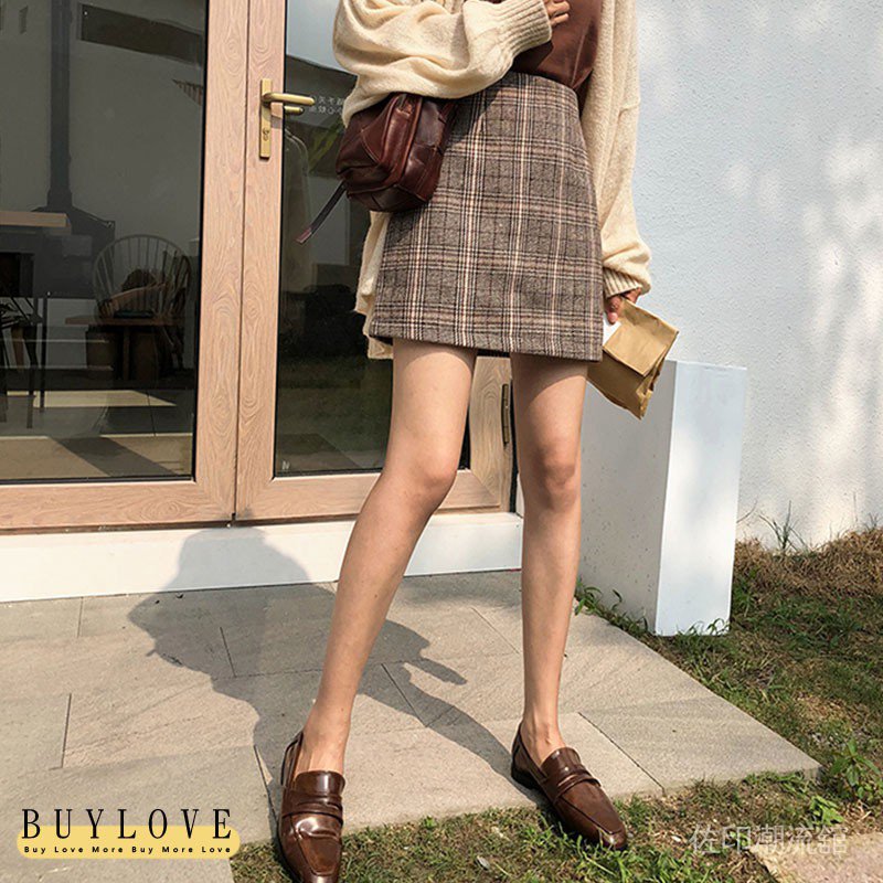 Chân Váy Len Dáng Chữ A Họa Tiết Houndstooth Phong Cách Hàn Quốc | BigBuy360 - bigbuy360.vn