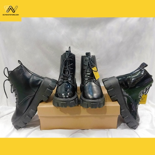 Giày Boots Chiến Binh Ngầu DuyNhat Store Cổ 17cm Da Mờ Đế Bằng Đôn 5cm 2 Màu Đen - BNBT003 (Hình Thật) Size Lớn