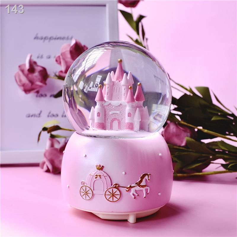 【Mới nhất 】"Tình yêu" trong mơ quả cầu pha lê hộp âm nhạc bông tuyết suốt trang trí lâu đài cô gái trái tim món quà sinh