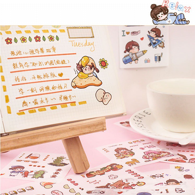 Bộ 100 tấm sticker hình dán Good afternoon trang trí sổ tay | BSB175